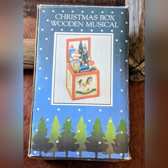 1984 Enesco Wooden Musical Christmas Box Vintage Collectible - Picture 10 of 13